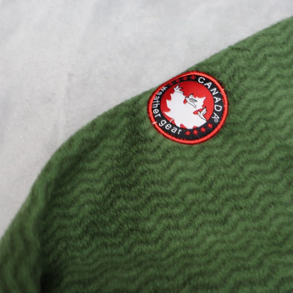 Canada Weathergear Sweater Men XL Green Textured Fleece 1/4 Zip Pullover Outdoor